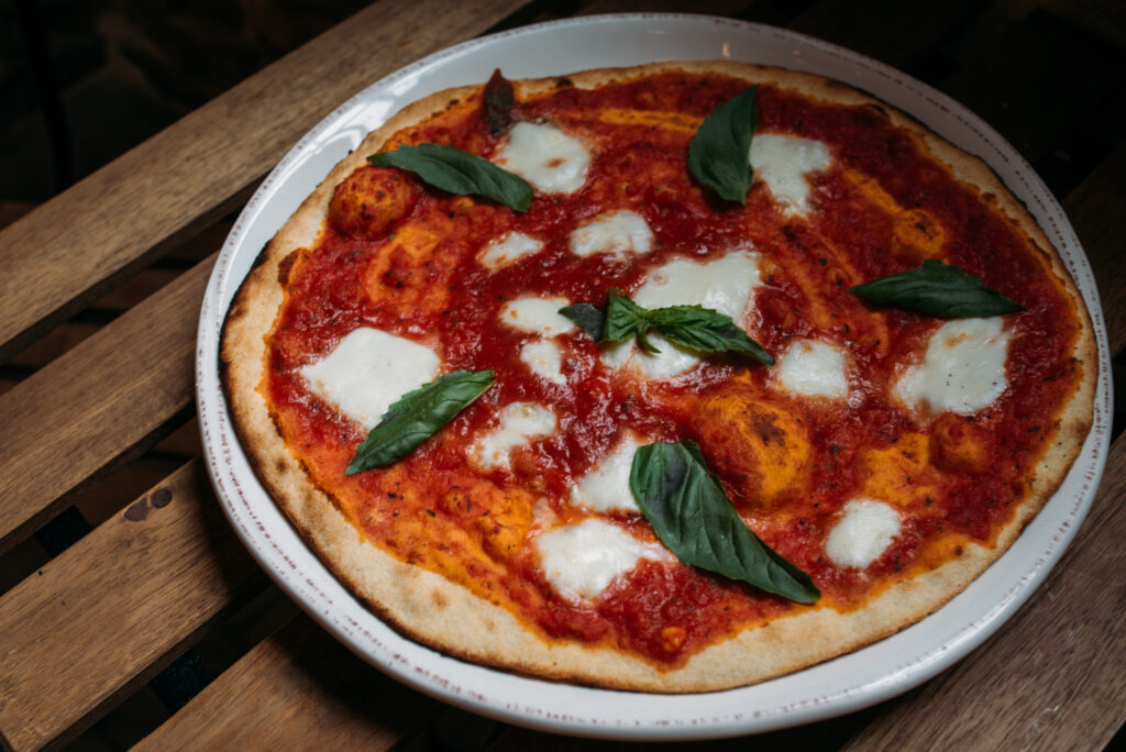 Margherita pizza at Folino Estate